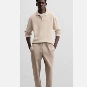 Zara Men’s Slim-Fit Khaki Textured Joggers